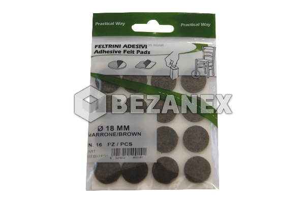 Filc - nalepovacie podložky 16ks /gulaté hnedá 18mm /, bal