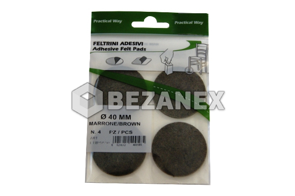 Filc - nalepovacie podložky 4ks /gulaté hnedá 40mm/, bal  