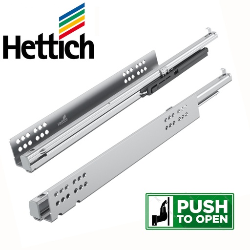 HETTICH - QUADRO V6 - PUSH to OPEN - plnovýsuvy - 30 kg nosnosť 
