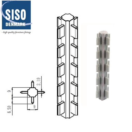 [1218343] SISO štvorstranná spojka na panel - 90mm bielý