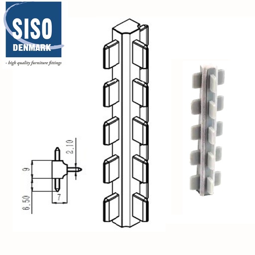 [1218342] SISO trojstranná spojka na panel - 90mm bielý