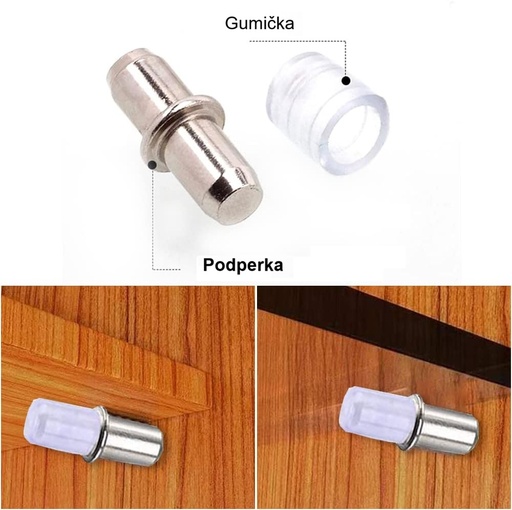 [1306483] Podperka pod sklo s transparentnou gumičkou malou 5/5 