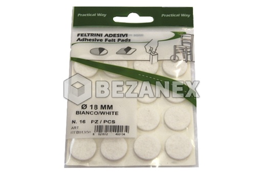[2008571] Filc - nalepovacie podložky 16ks /gulaté biela 18mm /, bal