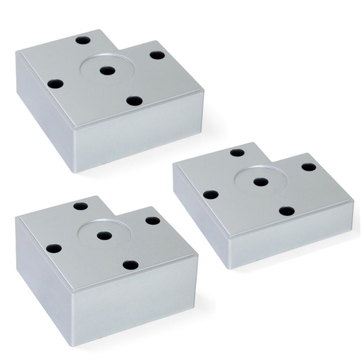 Plastová nožička hranatá - striebro - rohová 