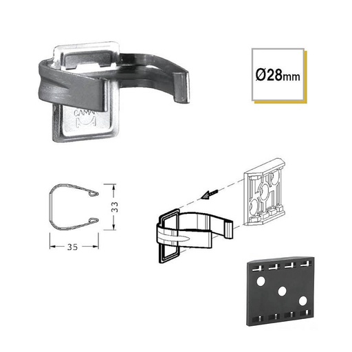 [0400456] Klip na nožičky - čierny plast + kovový úchyt CAMAR