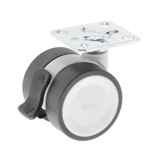 [0734825] Koliesko otočné plast CIRCO+guma,šedé s brzdou Fi 50mm, ks