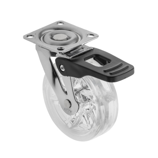 [0511970] Koliesko otočné -  75mm SHIFT - transparentné s brzdou, ks