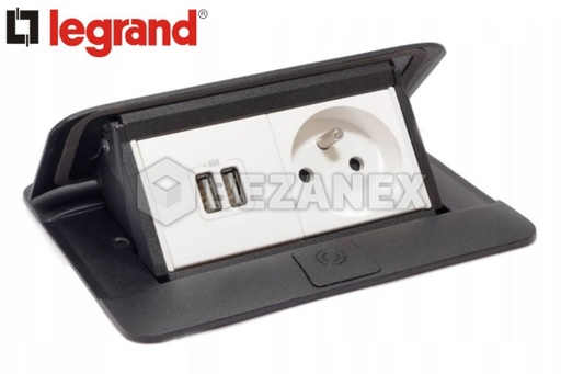 [0820751] Legrand Popup - 2 zásuvky - čierný matný + USB 