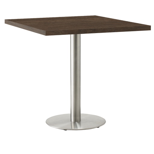 Kaviarenský Stôl /670x670x36/ - H3732 ST10 Hickory Hnedý - Stolová podnož 740mm Okrúhla Nerez