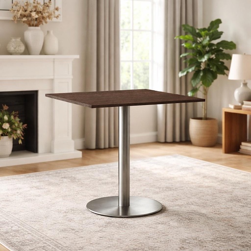 Kaviarenský Stôl - Orech Carini tabakový / Okrúhla Nerez