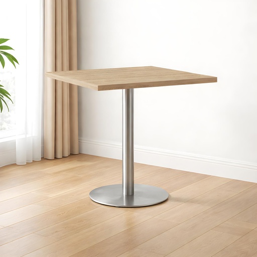 [Labeco-09] Kaviarenský Stôl - Dub Gladstone šedo béžový / Okrúhla Nerez