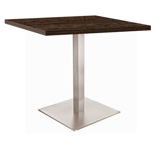 Kaviarenský Stôl /670x670x36/ - Krono Swiss -  7648 PR  Arusha Wenge - Stolová podnož 740mm Hranatá NEREZ 